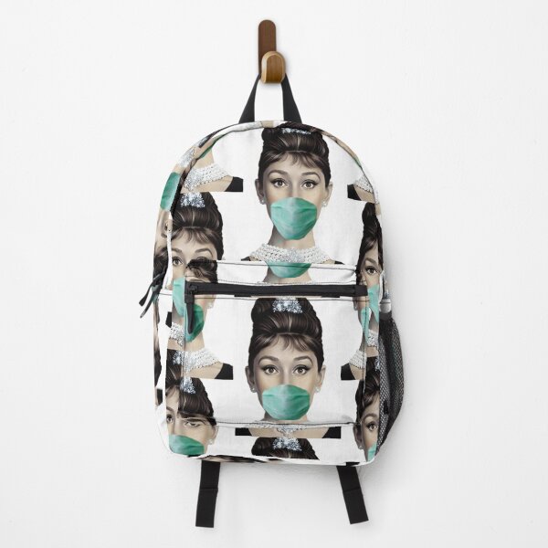 Audrey Hepburn Gave up blowing bubbles with her gum and decided wearing a mask was much better for her and everyone else maybe if people see her wearing a mask they will wear one too. Backpack