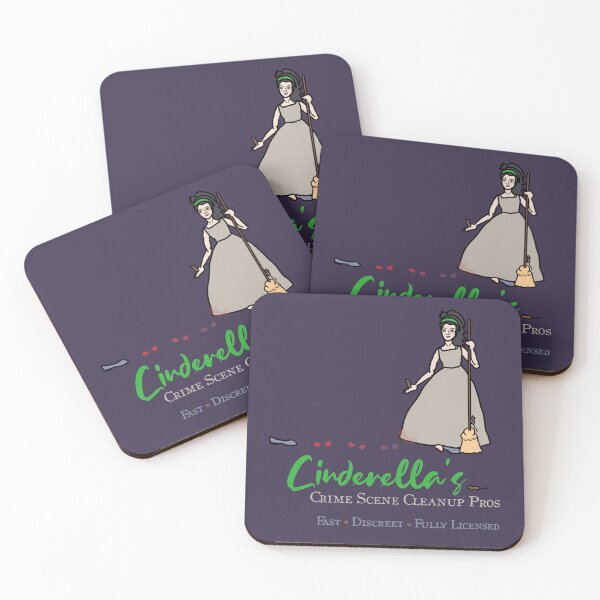 Cinderella's Crime Scene Cleanup -- Darkly Funny Fairy Tale Coasters (Set of 4)