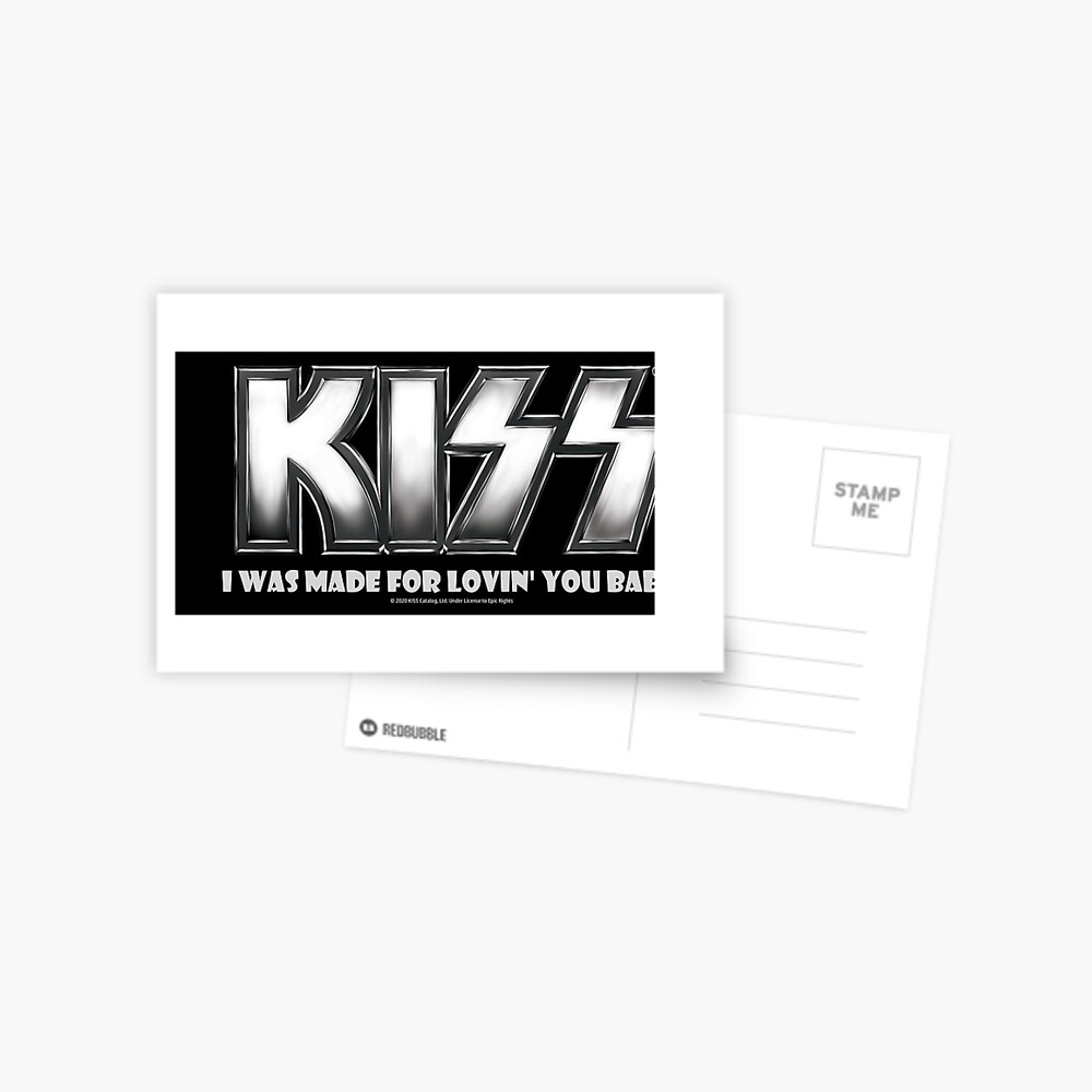 I Was Made For Lovin You Baby Kiss Band Postcard By Vibrantyy Redbubble