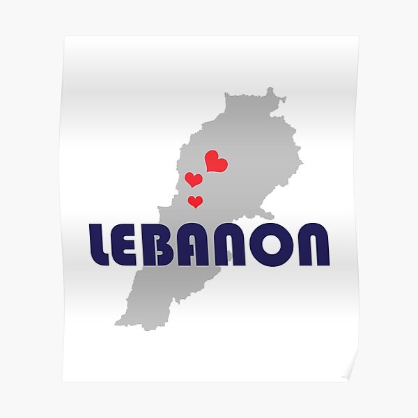 i love lebanon, lebanon map Poster