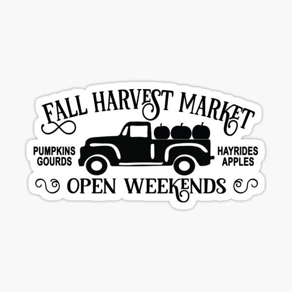 Fall Harvest Market Pumpkins Gourds Hayrides Apple Logo (black) Sticker