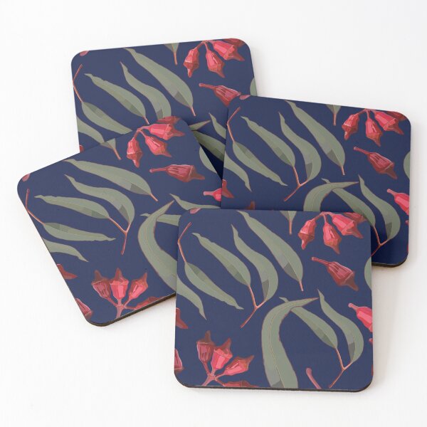 Item preview, Red Gumnuts and Leaves - Red and Blue Palette designed and sold by Sketchbook Designs.