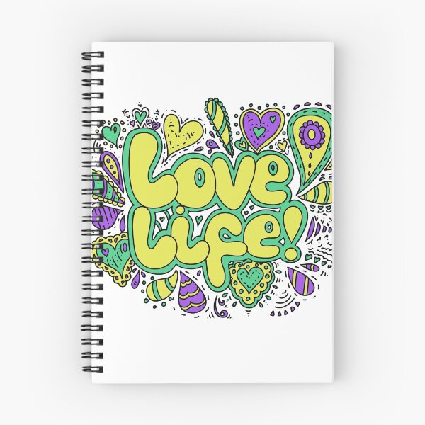 Item preview, Love life doodle (Green, yellow and purple) designed and sold by YippeeYay Doodles.