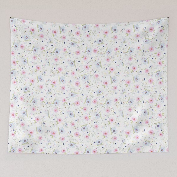Item preview, Charming pink and light blue flowers  designed and sold by azolo.