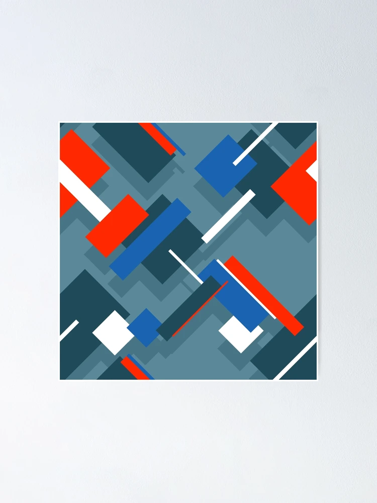 Thumbnail 1 of 3, Poster, Abstract Rectangles Red Blue designed and sold by eidrood.