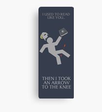 Arrow in the knee book mark Canvas Print