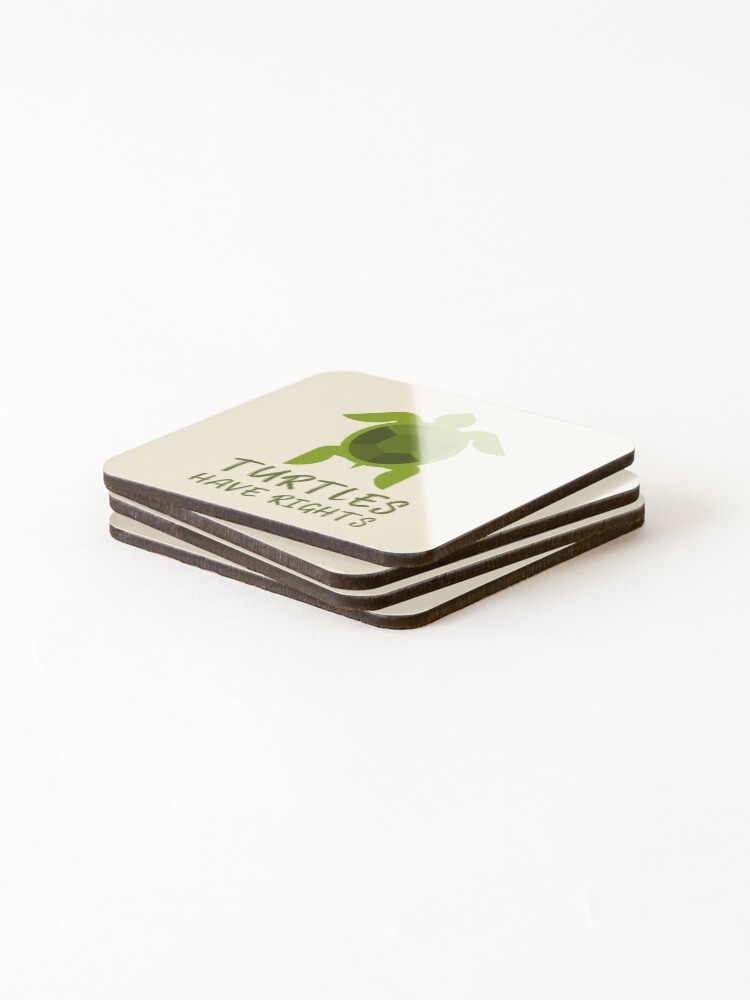 Thumbnail 4 of 5, Coasters (Set of 4), Turtles Have Rights Hard Shell Turtle designed and sold by plaintextmood.