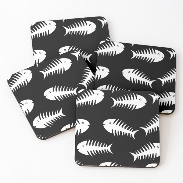 Item preview, Black and White Fish Skeleton Print designed and sold by cgroenewald.