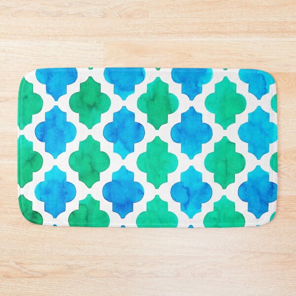 Item preview, Blue and green Quatrefoil pattern in watercolor  designed and sold by Bonheurem.