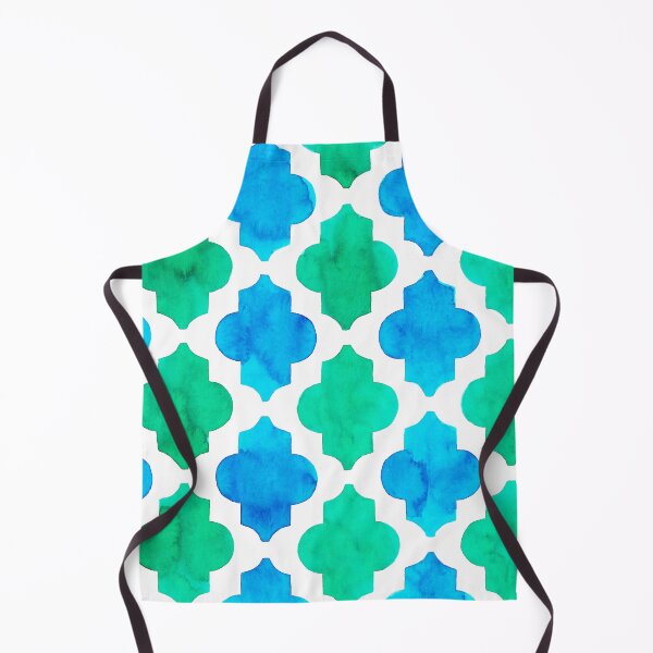 Item preview, Blue and green Quatrefoil pattern in watercolor designed and sold by Bonheurem.