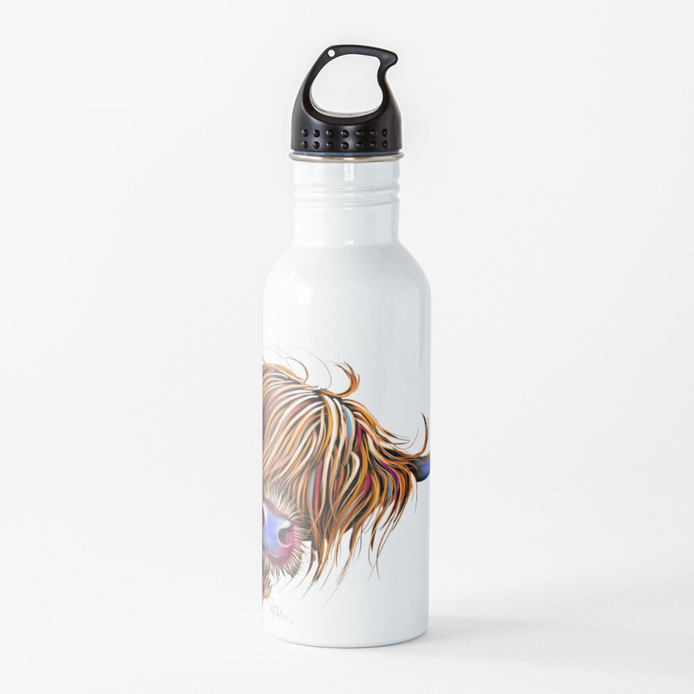 HiGHLaND CoW PRiNT SCoTTiSH ' SuGaR LuMP oN GReY ‘ BY SHiRLeY MacARTHuR Water Bottle