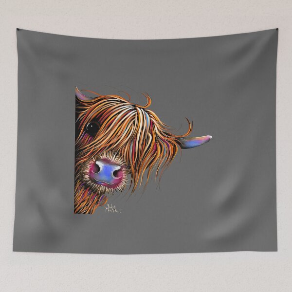 Item preview, HiGHLaND CoW PRiNT SCoTTiSH ' SuGaR LuMP oN GReY ‘ BY SHiRLeY MacARTHuR designed and sold by Shirley MacArthur Art.