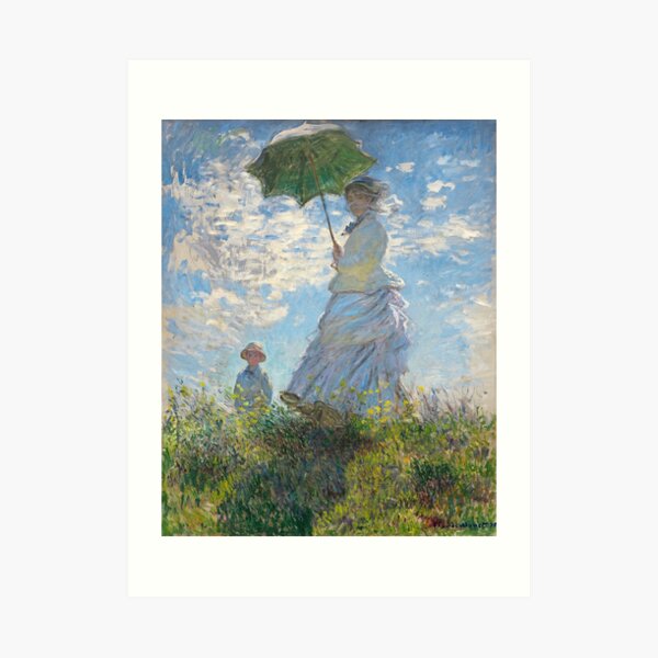 MONET. Claude, Artist, Art, Painter, Oil Painting, Canvas, Woman with a Parasol, Madame Monet and Her Son, 1875. Art Print