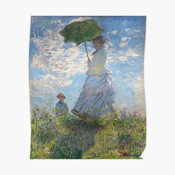 MONET. Claude, Artist, Art, Painter, Oil Painting, Canvas, Woman with a Parasol, Madame Monet and Her Son, 1875. Poster