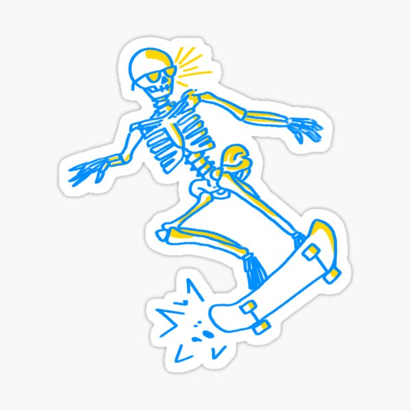 Skateboarding Skeleton Sticker