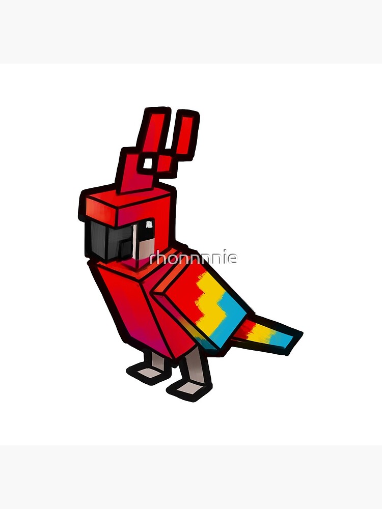 Red Minecraft Parrot Greeting Card By Rhonnnnie Redbubble