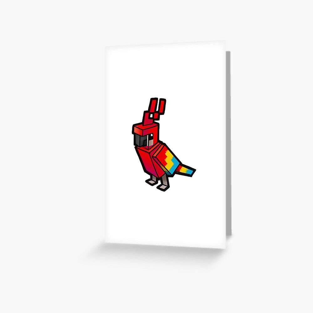 Red Minecraft Parrot Greeting Card By Rhonnnnie Redbubble