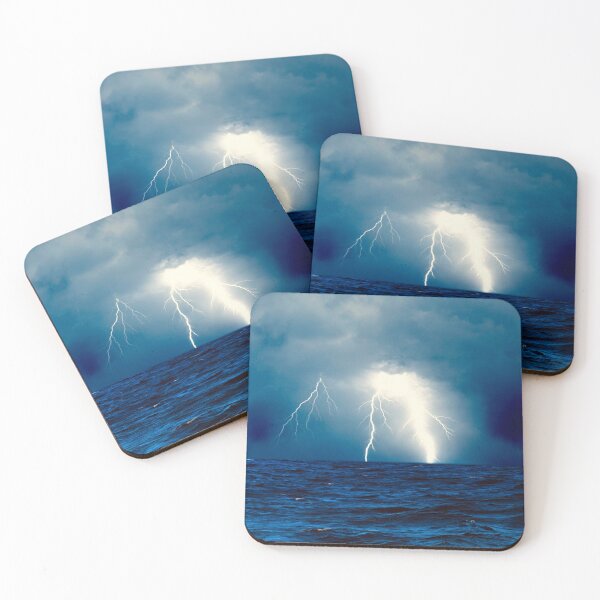 Item preview, Blue Ocean Lightning Seascape - Stormy Coastal Waves designed and sold by Galathi Designs.
