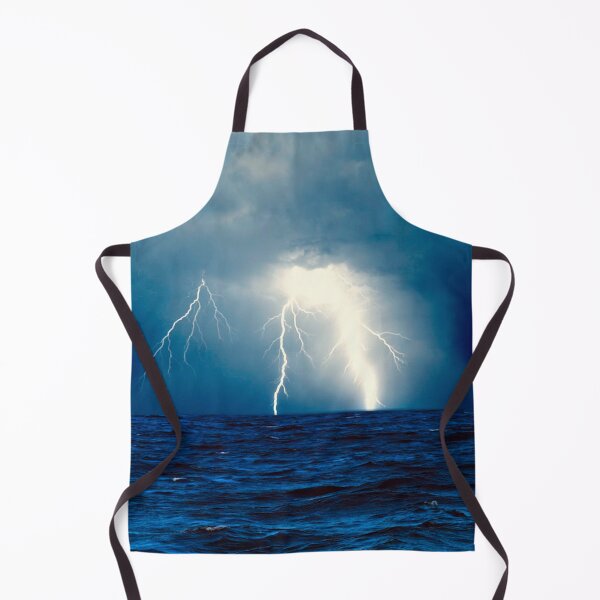 Item preview, Blue Ocean Lightning Seascape - Stormy Coastal Waves designed and sold by Galathi Designs.