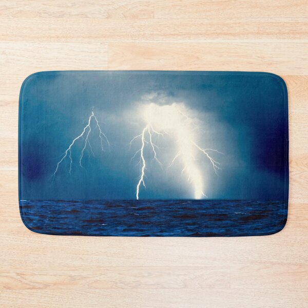 Item preview, Blue Ocean Lightning Seascape - Stormy Coastal Waves designed and sold by Galathi Designs.