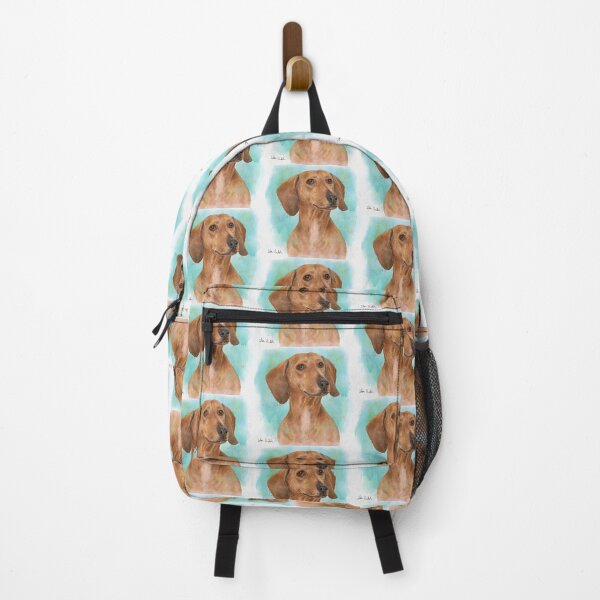 Item preview, Portrait of a Dachshund in Watercolor with Turquoise Background designed and sold by ibadishi.