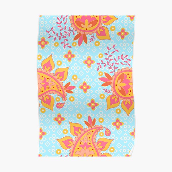 Paisley Mankolam Sky Blue Poster