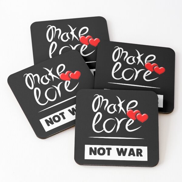 Item preview, Make love, not war. Two red hearts. T-shirts with short sleeves. Casual black T-shirt. designed and sold by Galina Kostyaeva.