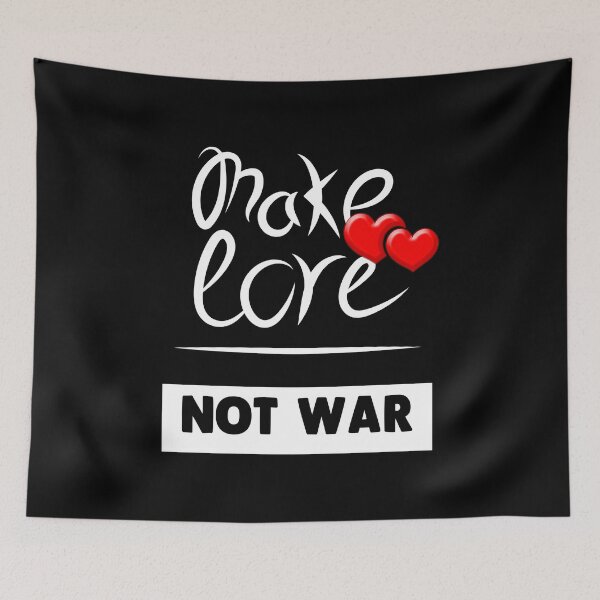 Item preview, Make love, not war. Two red hearts. T-shirts with short sleeves. Casual black T-shirt. designed and sold by Galina Kostyaeva.