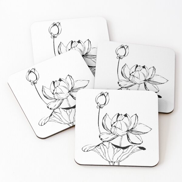 Item preview, Calligraphy black and white lotus flower designed and sold by ZalinaKadyrova.