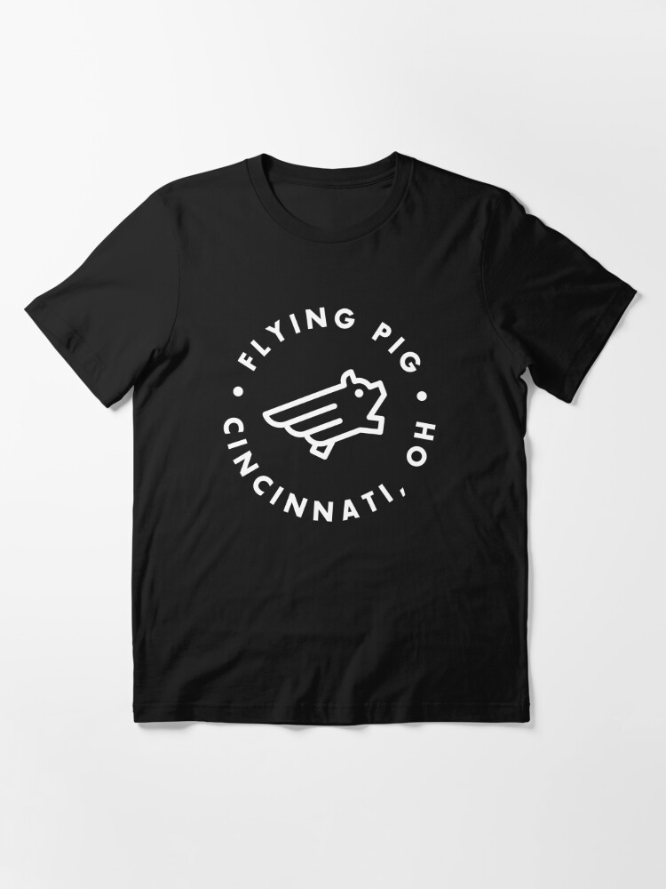 Alternate view of Flying Pig Minimal Emblem Essential T-Shirt