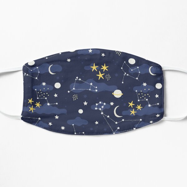 Galaxy - cosmos, moon and stars. Astronomy pattern. Cute cartoon universe design. Flat Mask