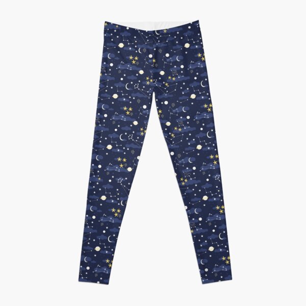 Galaxy - cosmos, moon and stars. Astronomy pattern. Cute cartoon universe design. Leggings