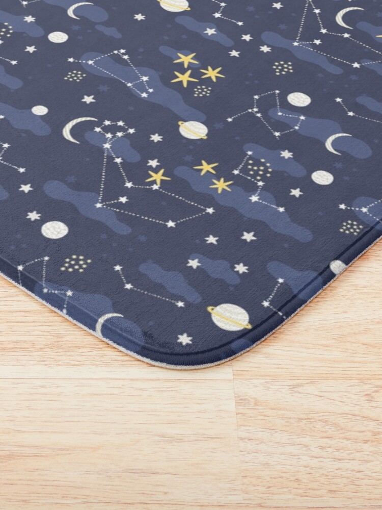 Alternate view of Galaxy - cosmos, moon and stars. Astronomy pattern. Cute cartoon universe design. Bath Mat