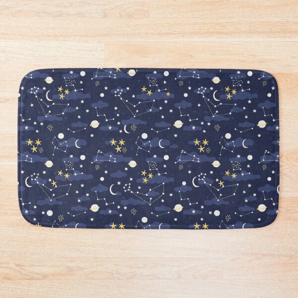 Galaxy - cosmos, moon and stars. Astronomy pattern. Cute cartoon universe design. Bath Mat