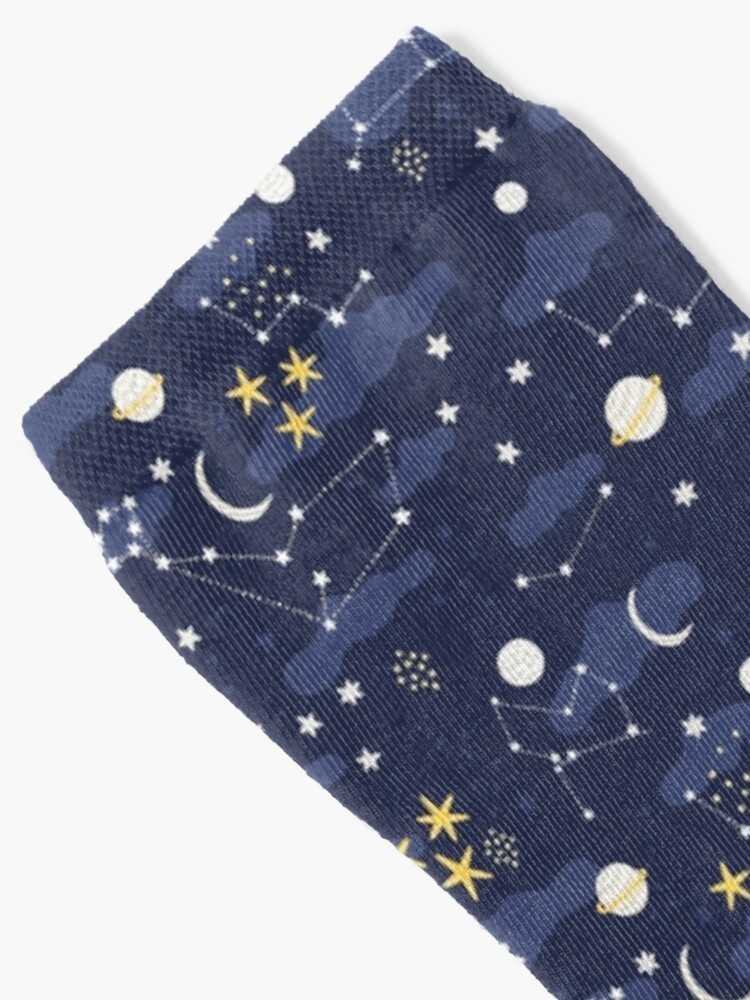 Alternate view of Galaxy - cosmos, moon and stars. Astronomy pattern. Cute cartoon universe design. Socks