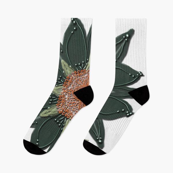 Item preview, Masculine green dominate this orange flower designed and sold by busyBeanz.