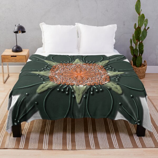 Item preview, Masculine green dominate this orange flower designed and sold by busyBeanz.
