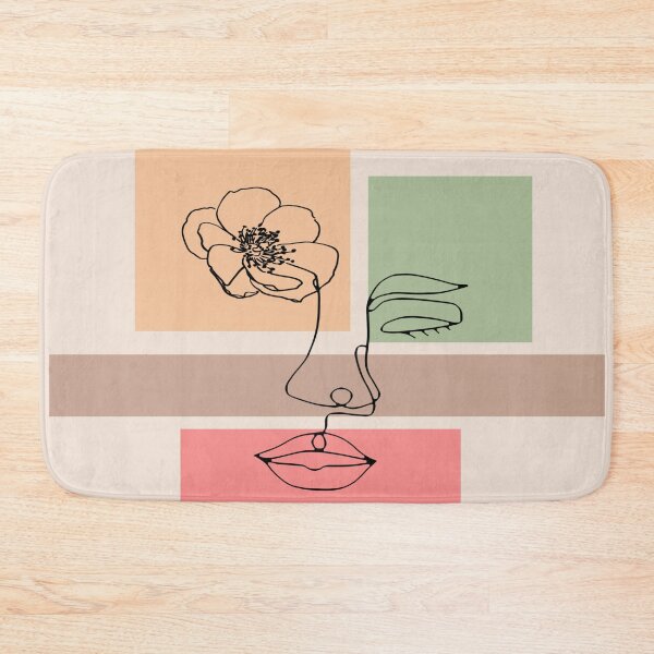Item preview, Abstract face and flower on a multi colored background. decorating, interiors designed and sold by jayne0524.