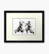 Samurai sword bushido katana martial arts budo sumi-e original ink sword painting artwork Framed Print