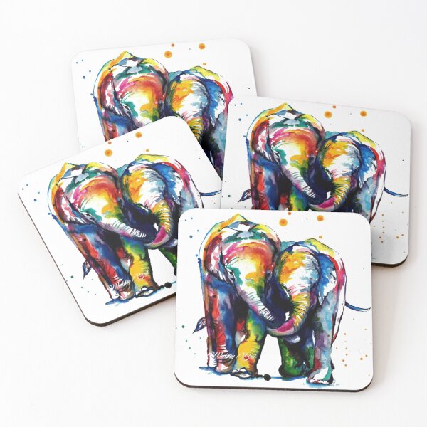 Item preview, Elephants in Rainbow Paints designed and sold by Designs By Creation.