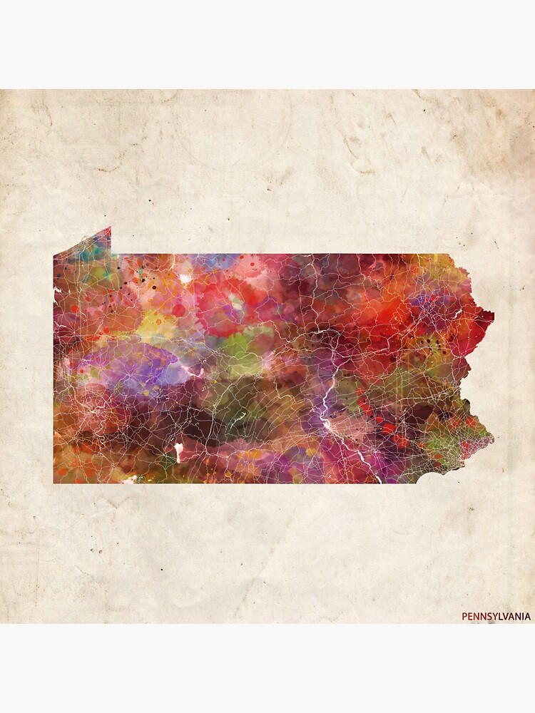 "pennsylvania map warm colors" Sticker by MapMapMaps Redbubble