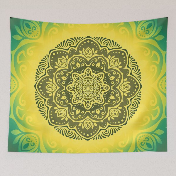 Item preview, Mandala Tapestry soft green designed and sold by Marl Tapestry.