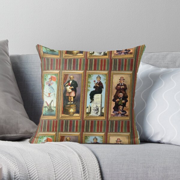 Stretching Room Portraits Throw Pillow