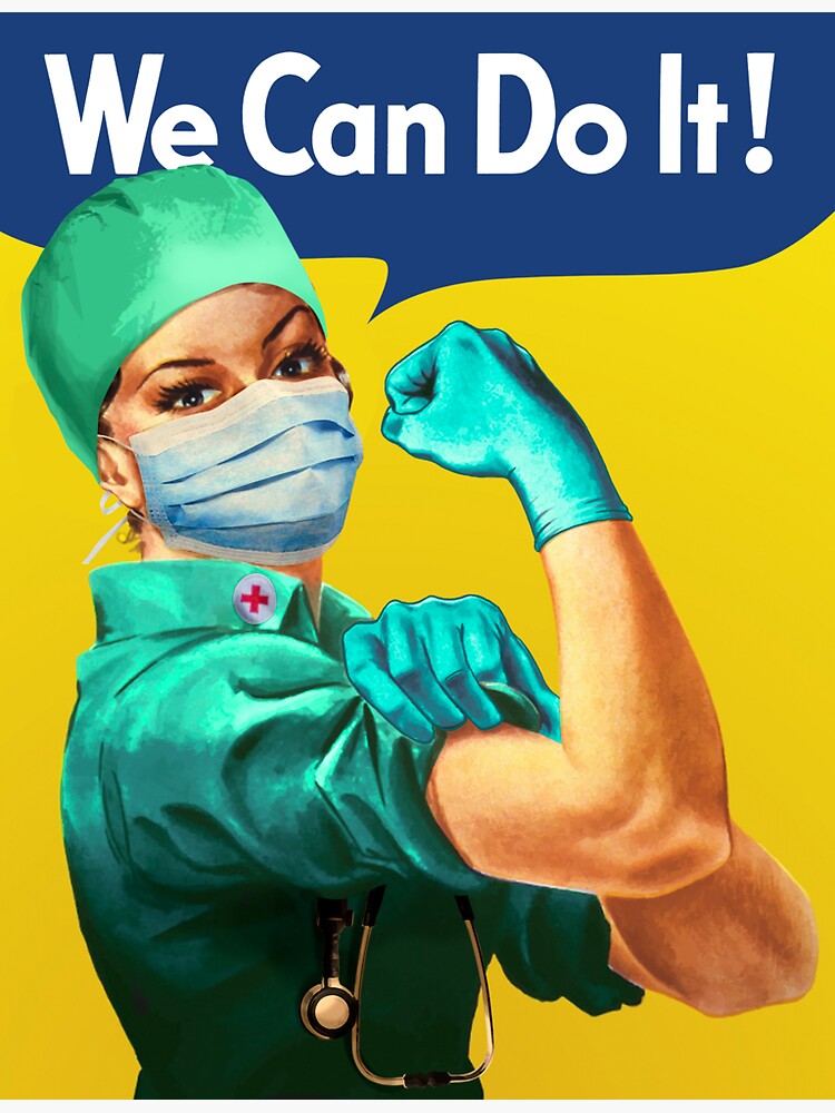 Rosie the riveter nurse pandemic sticker