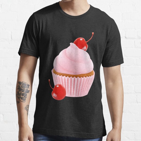 Cupcake Muffin Cherry Watercolour Design Girly T­-shirt 100% Cotton unisex women