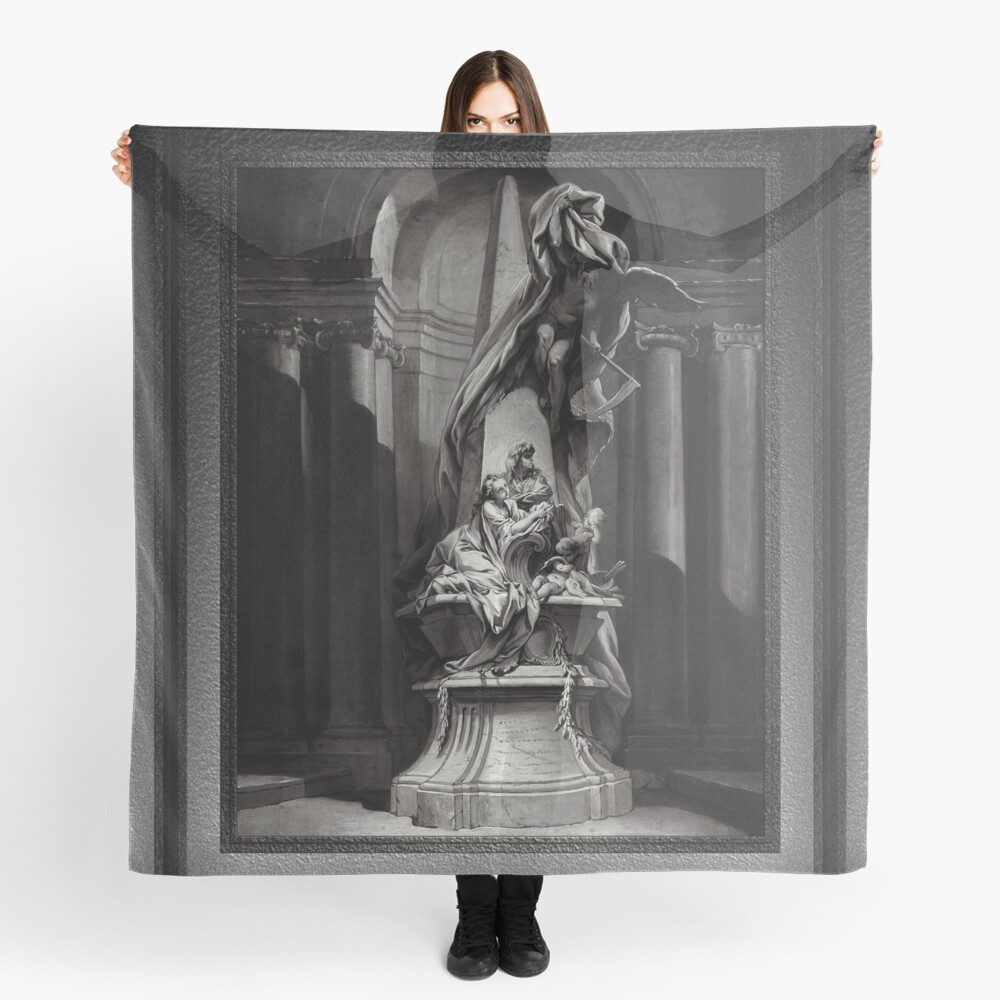 Monument to Mignard by François Boucher Fine Art Old Masters Reproduction Decorative Art Print Woman's Scarf