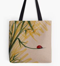 "Take A Chance" Sumi-e Ink Brush Pen Ladybug Painting Tote Bag