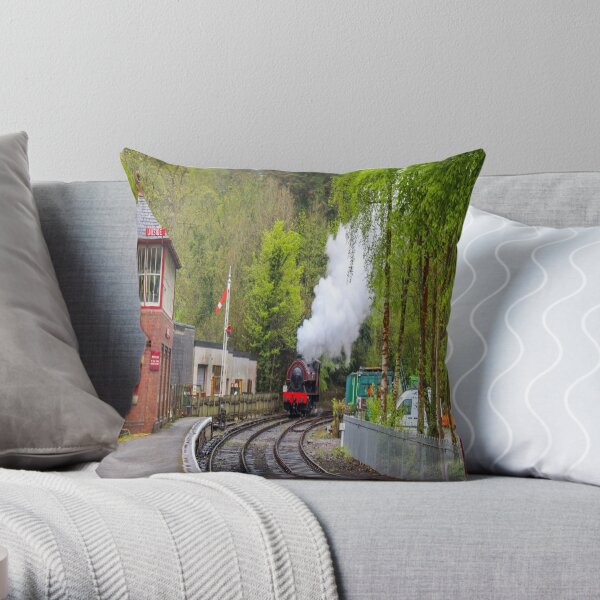 Haverthwaite Station Steam Train Cumbria Throw Pillow