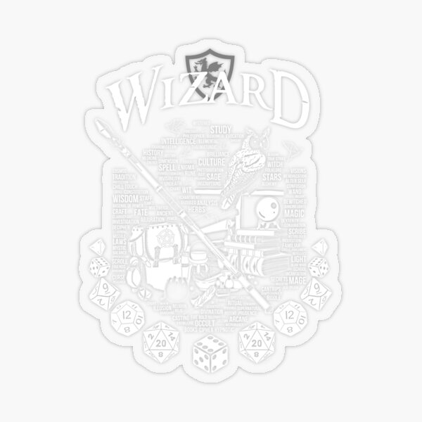 RPG Class Series: Wizard - White Version Sticker by Milmino | Redbubble RPG Class Series: Wizard - White Version Sticker by Milmino