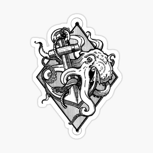 Octopus and Anchor Sticker